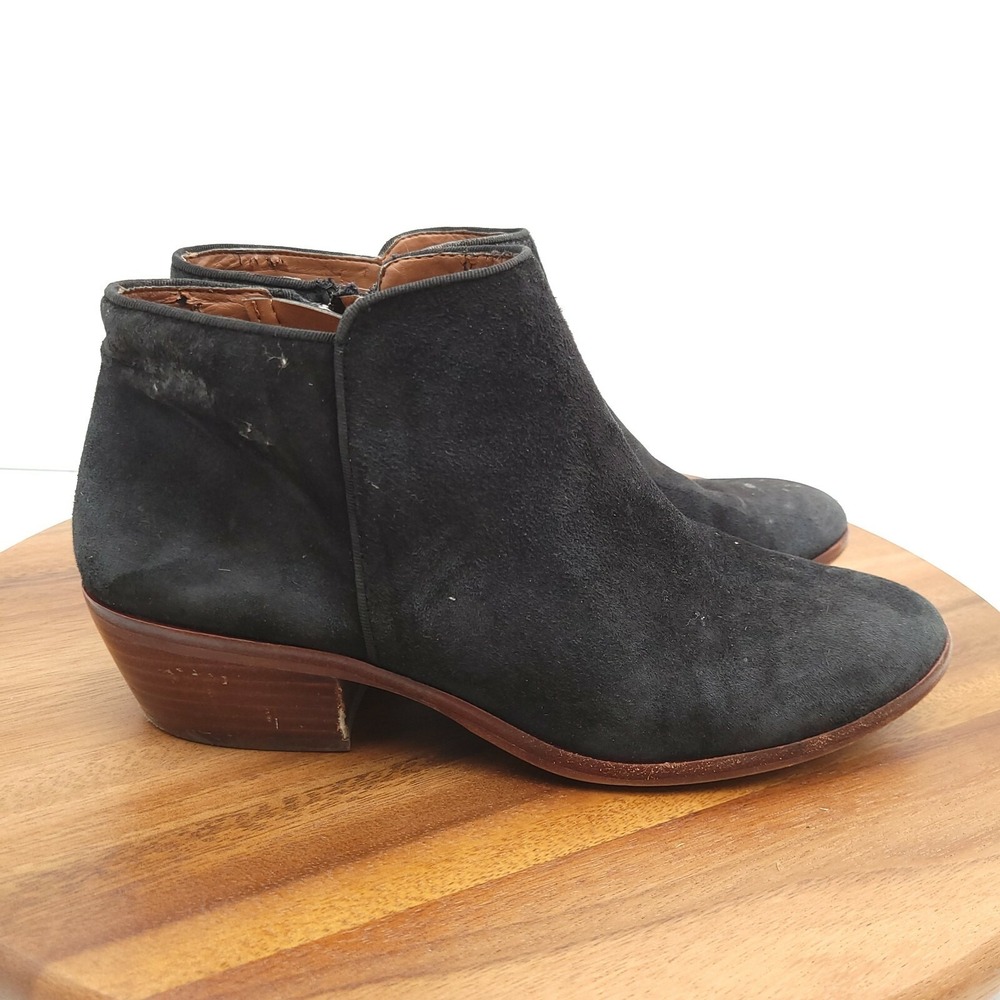 Sam Edelman Ankle Boots Womens 7‎ M Black Suede Side Zip Booties Petty